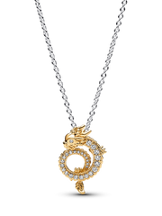 FINAL SALE - Dragon Collier Necklace - Sterling silver, 14k gold plating