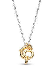 FINAL SALE - Dragon Collier Necklace - Sterling silver, 14k gold plating