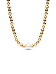 FINAL SALE - Treated Freshwater Cultured Pearl & Beads Collier Necklace - 14k gold plating