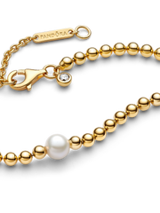 FINAL SALE - Treated Freshwater Cultured Pearl & Beads Collier Necklace - 14k gold plating