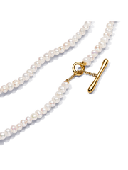 FINAL SALE - Treated Freshwater Cultured Pearls T-bar Collier Necklace - 14k gold plating