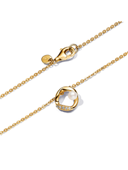 Organically Shaped Pavé Circle & Treated Freshwater Cultured Pearl Collier Necklace - 14k gold plating