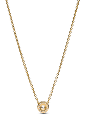 Round Pavé Halo Pendant Necklace - 14k gold plating