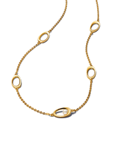 Organically Shaped Oval & Treated Freshwater Cultured Pearl Necklace - 14k gold plating