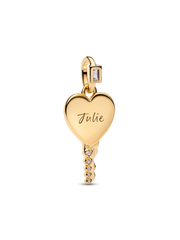 Engravable Heart Key Pendant - 14k gold plating