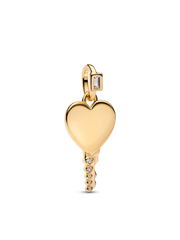 Engravable Heart Key Pendant - 14k gold plating