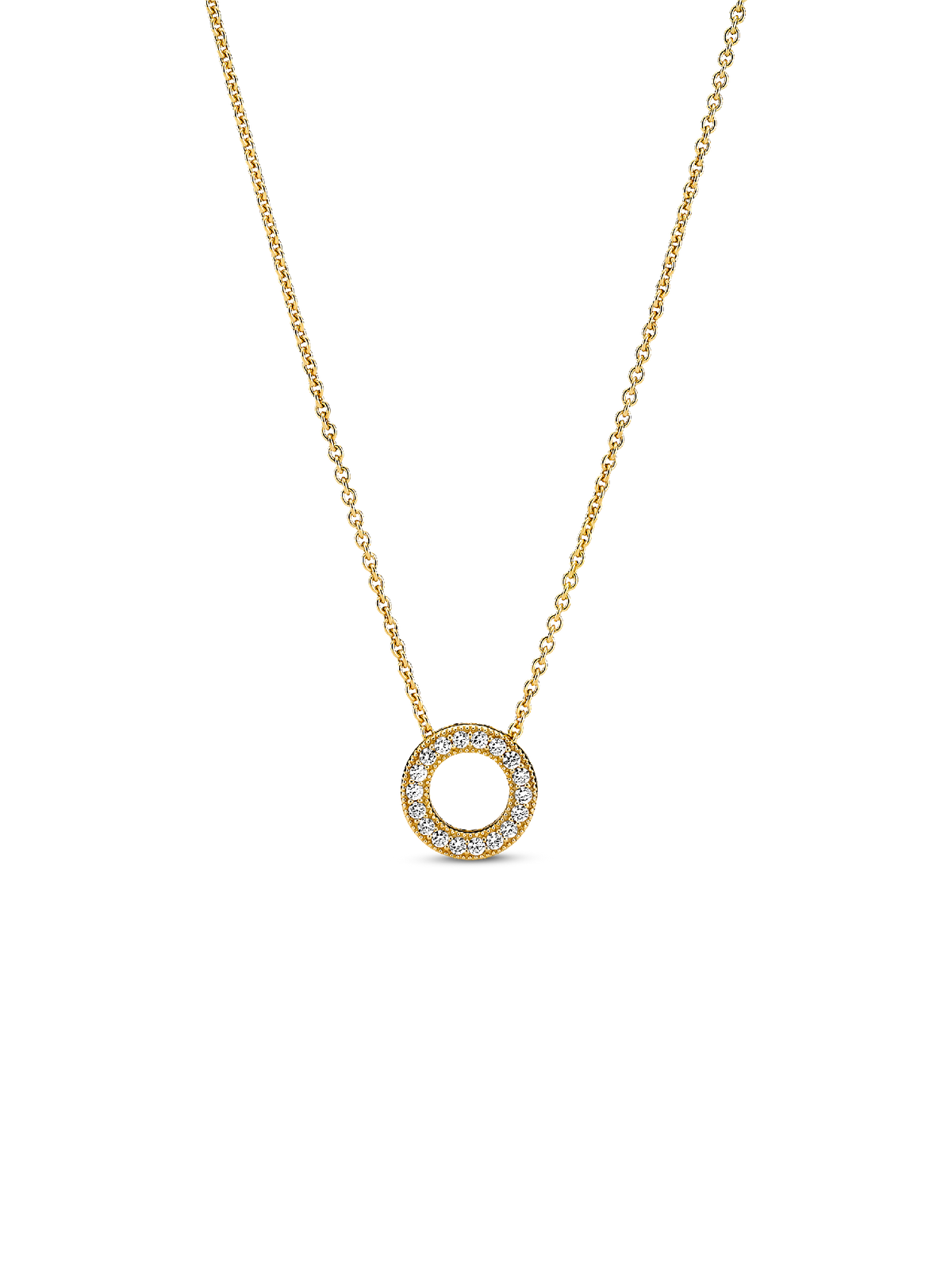 Pandora Logo Pavé Circle Collier Necklace - 14k gold plating