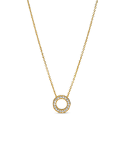 Pandora Logo Pavé Circle Collier Necklace - 14k gold plating