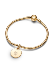 Engravable Round Tag Dangle Charm - 14k gold plating