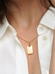 Engravable Rectangle Tag Pendant - 14k gold plating