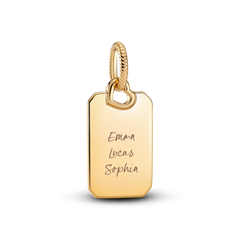 Engravable Rectangle Tag Pendant - 14k gold plating