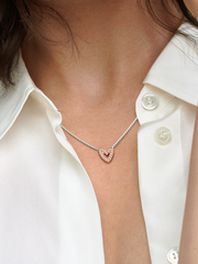 FINAL SALE - Sparkling Freehand Heart Necklace - Sterling silver, 14k rose gold plating