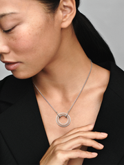 FINAL SALE - Pandora Signature Two tone Logo & Pavé Necklace - Sterling silver, 14k rose gold plating