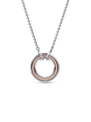 FINAL SALE - Pandora Signature Two tone Logo & Pavé Necklace - Sterling silver, 14k rose gold plating