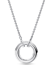 FINAL SALE - Pandora Signature Two tone Logo & Pavé Necklace - Sterling silver, 14k rose gold plating