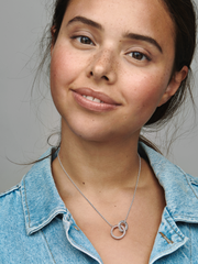 FINAL SALE - Pandora Signature Two tone Intertwined Circles Necklace - Sterling silver, 14k rose gold plating