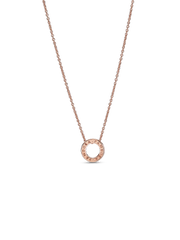 Pandora Logo Pavé Circle Collier Necklace - 14k rose gold plating