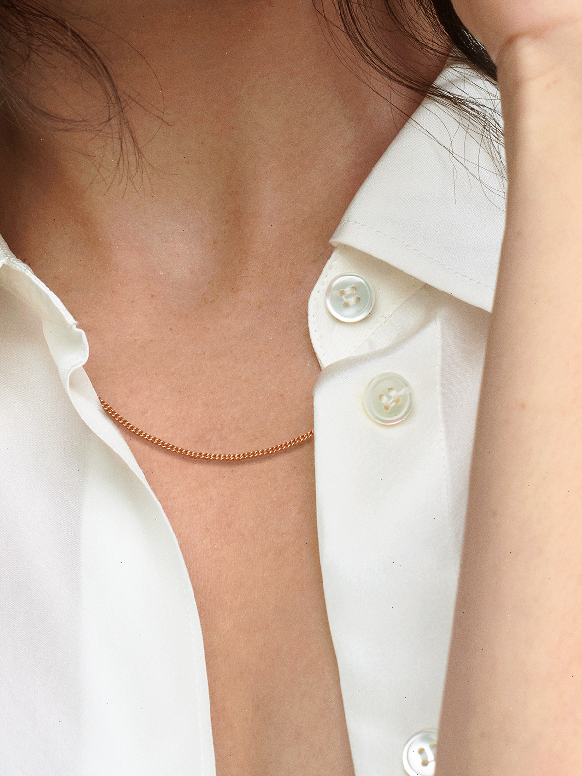 Curb Chain Necklace - 14k rose gold plating