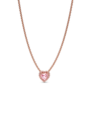Pink Heart Collier Necklace - 14k rose gold plating