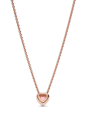 Pink Heart Collier Necklace - 14k rose gold plating