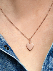 Engravable Heart Tag Pendant - 14k rose gold plating