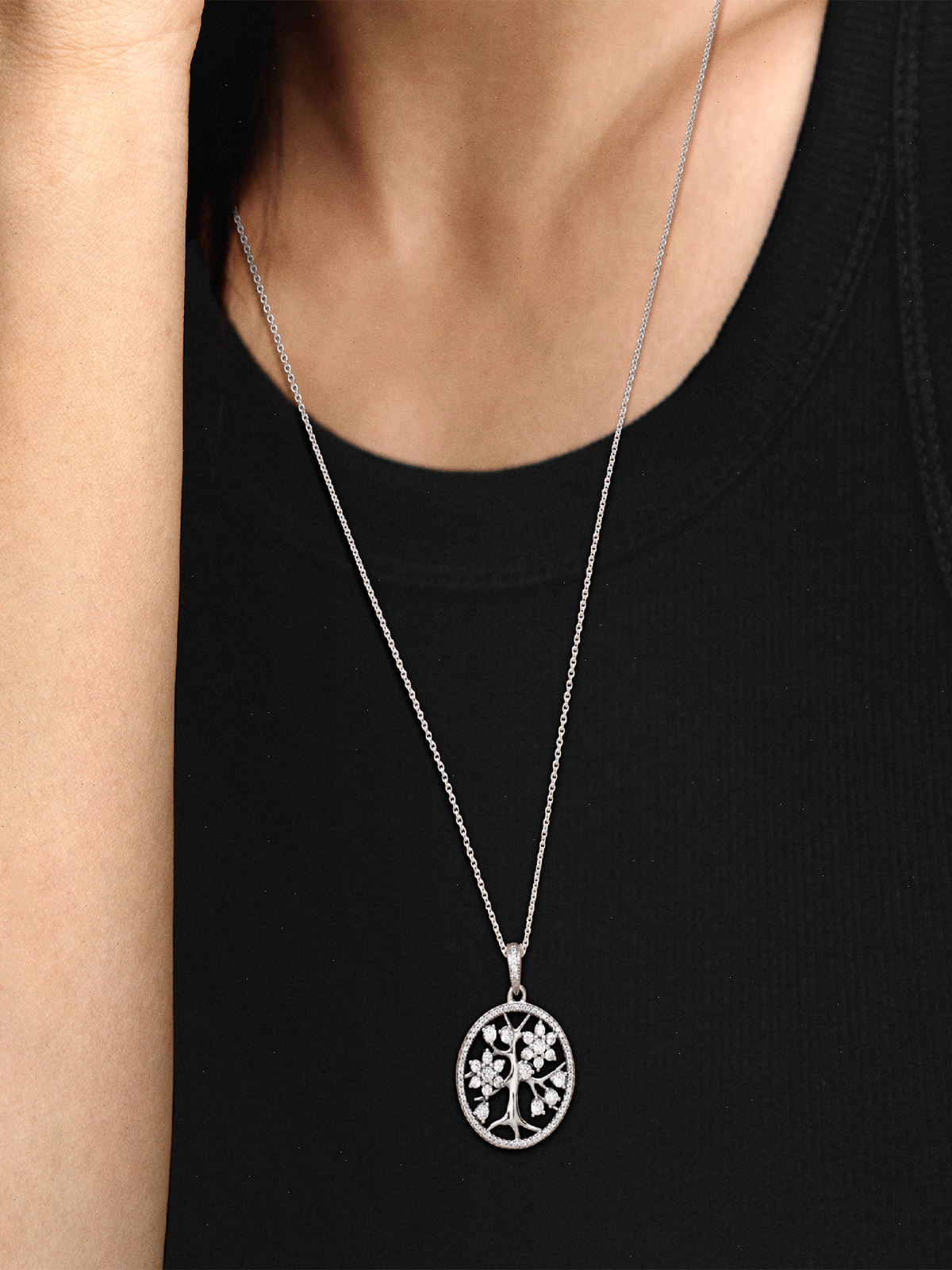 FINAL SALE - Sparkling Family Tree Necklace - Sterling silver