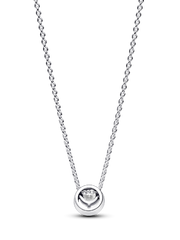 Sparkling Round Halo Pendant Collier Necklace - Sterling silver
