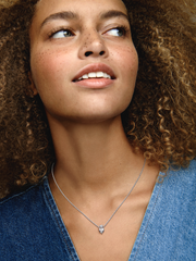 Double Heart Pendant Sparkling Collier Necklace - Sterling silver