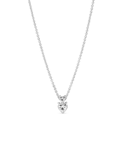Double Heart Pendant Sparkling Collier Necklace - Sterling silver