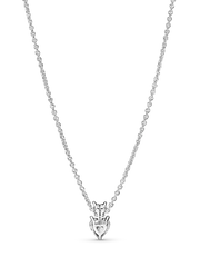 Double Heart Pendant Sparkling Collier Necklace - Sterling silver