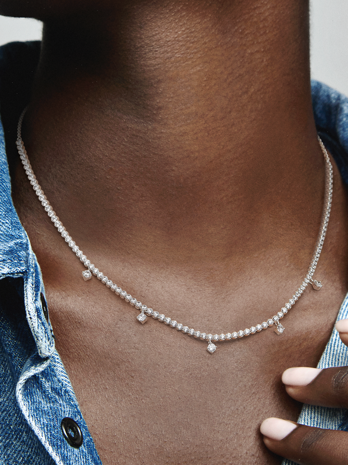 FINAL SALE - Sparkling Drop Collier Necklace - Sterling silver