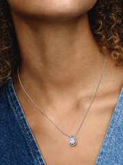 Sparkling Pear Halo Collier Necklace - Sterling silver