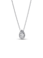 Sparkling Pear Halo Collier Necklace - Sterling silver