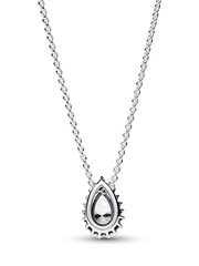 Sparkling Pear Halo Collier Necklace - Sterling silver
