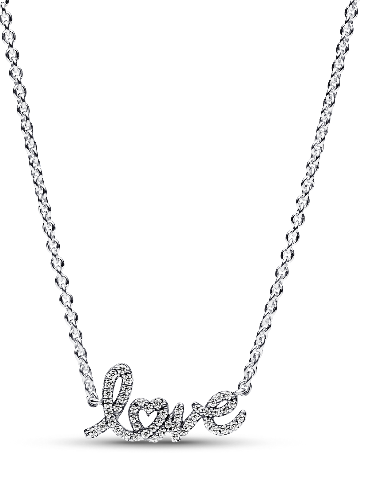 Sparkling Handwritten Love Collier Necklace - Sterling silver