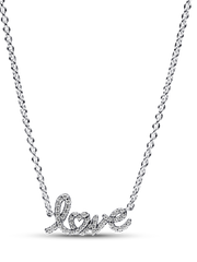 Sparkling Handwritten Love Collier Necklace - Sterling silver
