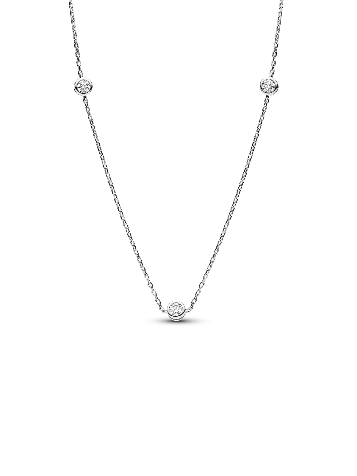 FINAL SALE - Pandora Era Bezel Sterling Silver Lab-grown Diamond Station Necklace - 0.30 ct TW, Sterling silver