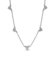 FINAL SALE - Triple Stone Heart Station Chain Necklace - Sterling silver
