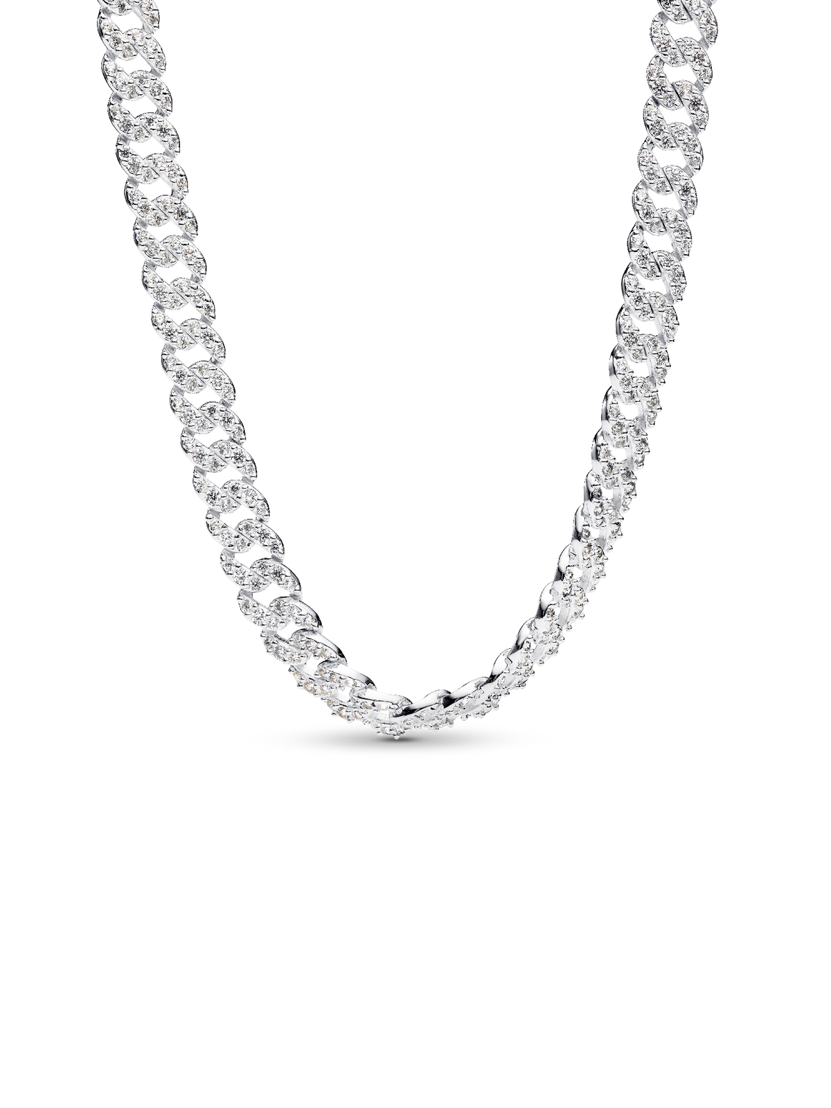 Pavé Cuban Chain Necklace - Sterling silver