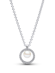 Treated Freshwater Cultured Pearl & Pavé Collier Necklace - Sterling silver