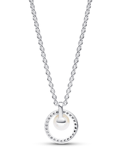Treated Freshwater Cultured Pearl & Pavé Collier Necklace - Sterling silver