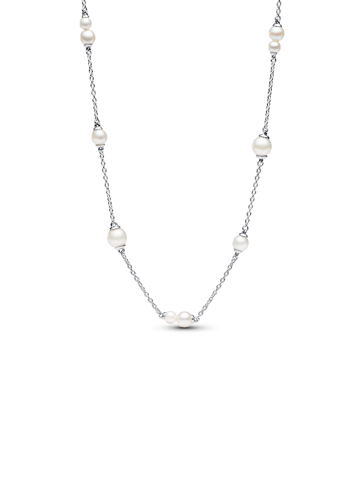 FINAL SALE - Treated Freshwater Cultured Pearl Station Chain Necklace - Sterling silver