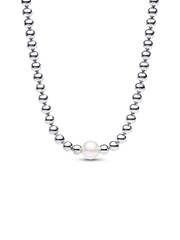 FINAL SALE - Treated Freshwater Cultured Pearl & Beads Collier Necklace - Sterling silver