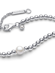 FINAL SALE - Treated Freshwater Cultured Pearl & Beads Collier Necklace - Sterling silver