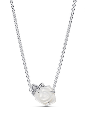 FINAL SALE - White Rose in Bloom Collier Necklace - Sterling silver