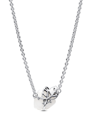 FINAL SALE - White Rose in Bloom Collier Necklace - Sterling silver