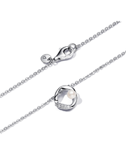 Organically Shaped Pavé Circle & Treated Freshwater Cultured Pearl Collier Necklace - Sterling silver