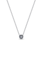 Round Pavé Halo Collier Necklace - Sterling silver