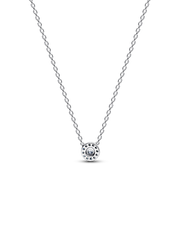 Round Pavé Halo Collier Necklace - Sterling silver