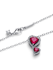 FINAL SALE - Red Halo Hearts Pendant Necklace - Sterling silver